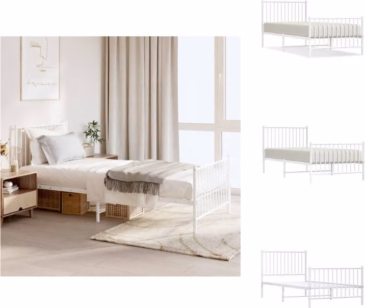 vidaXL Struttura letto con testiera e pediera in metallo bianco 90x200 cm - Letti e strutture letto