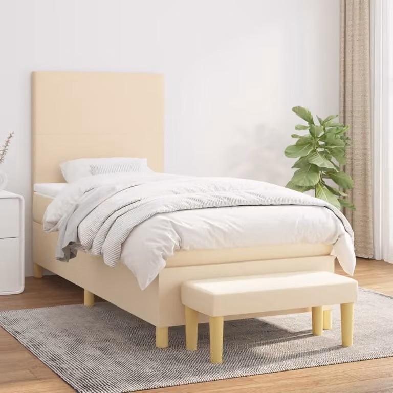Maison Exclusive - Giroletto a Molle con Materasso Crema 90x200 cm inTessuto