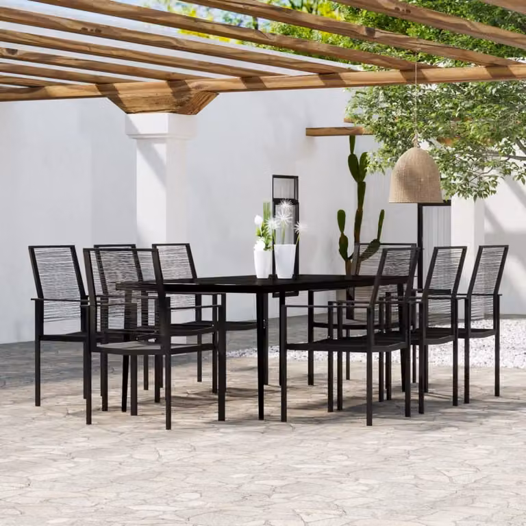 Maison Exclusive - Set da pranzo da giardino 9 pezzi nero