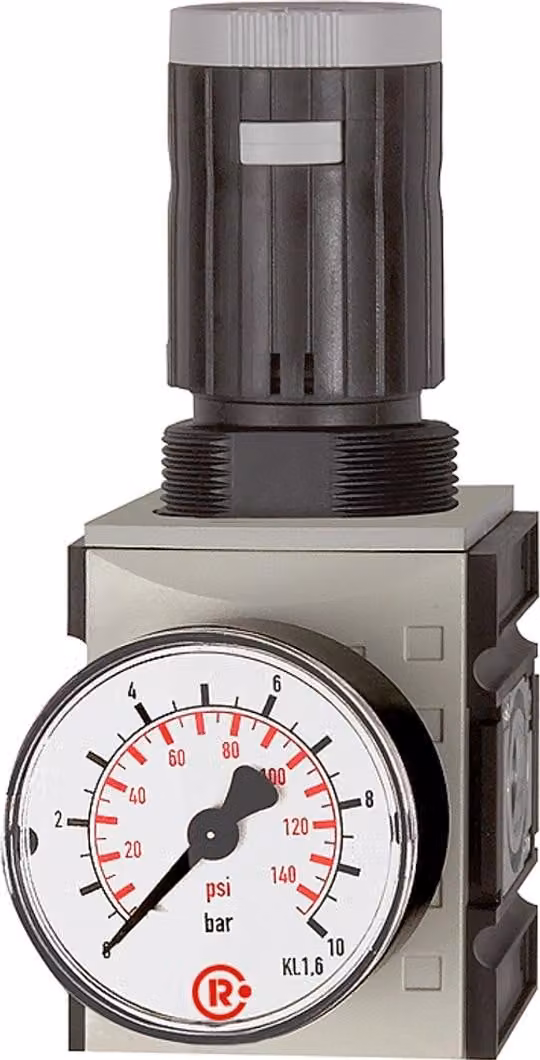 Regolatore di pressione Riegler "FUTURA", con manometro, BG 1, G 1/4, 0,5 - 16 bar