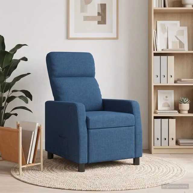 Poltrona reclinabile relax blu in tessuto con braccioli e struttura moderna per soggiorno o ufficio – 1