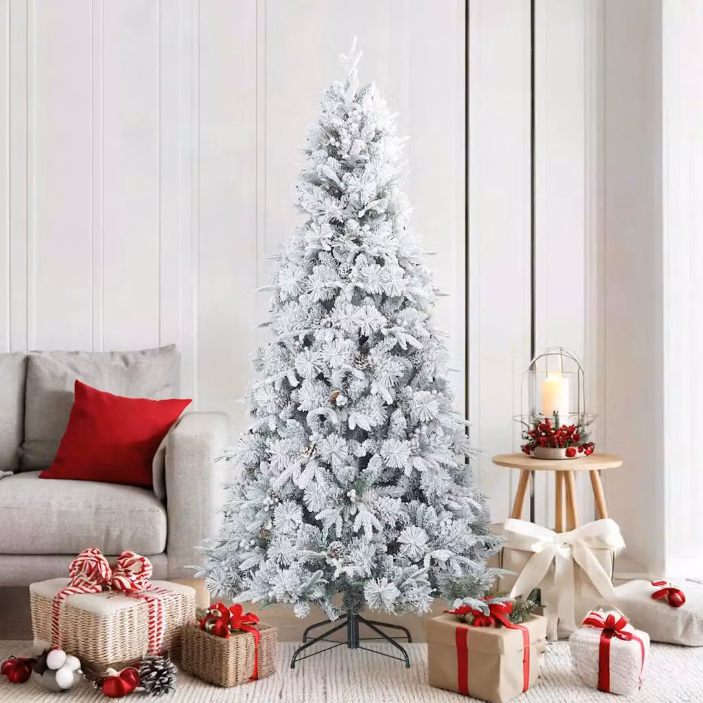 Albero di Natale artificiale snodato vidaXL bianco con effetto neve, H: 180 cm, L: 90 cm, P: 90 cm