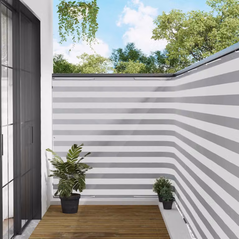 Schermo di privacy per balcone vidaXL in poliestere, disponibile in grigio o bianco, L 300 cm x H 150 cm