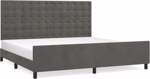 Letto matrimoniale | Letto per adulti | Giroletto senza Materasso Grigio Scuro 200x200 cm Velluto