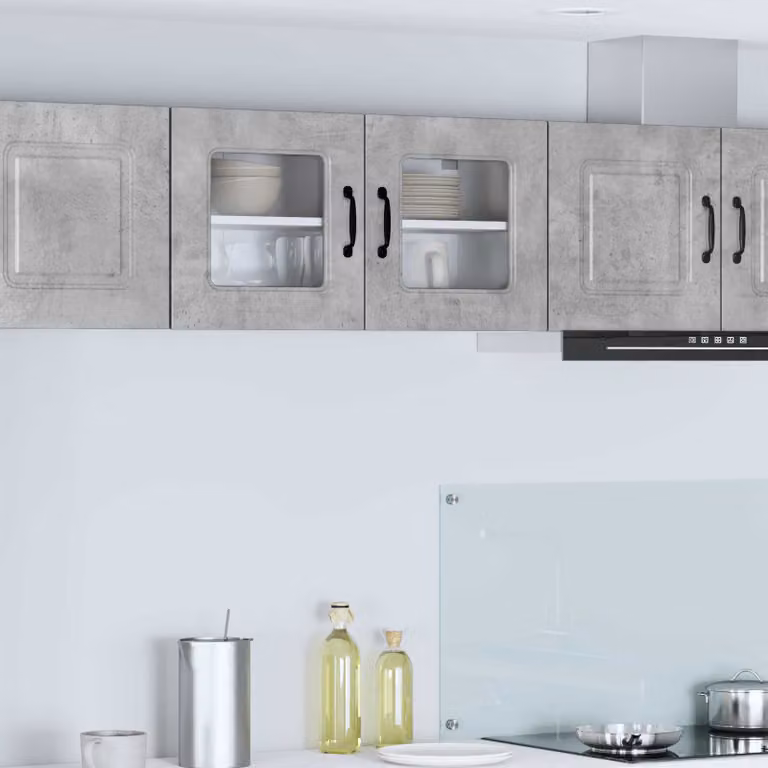 vidaXL Mobiletto da cucina Kalmar con ante in vetro, Grigio, L 80 x P 31 x H 40 cm