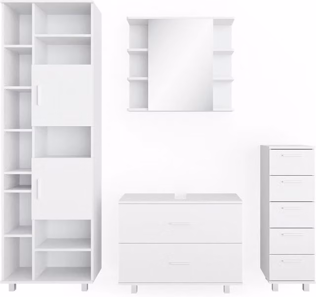 Set mobili bagno Ilias Bianco 4 pezzi Vicco