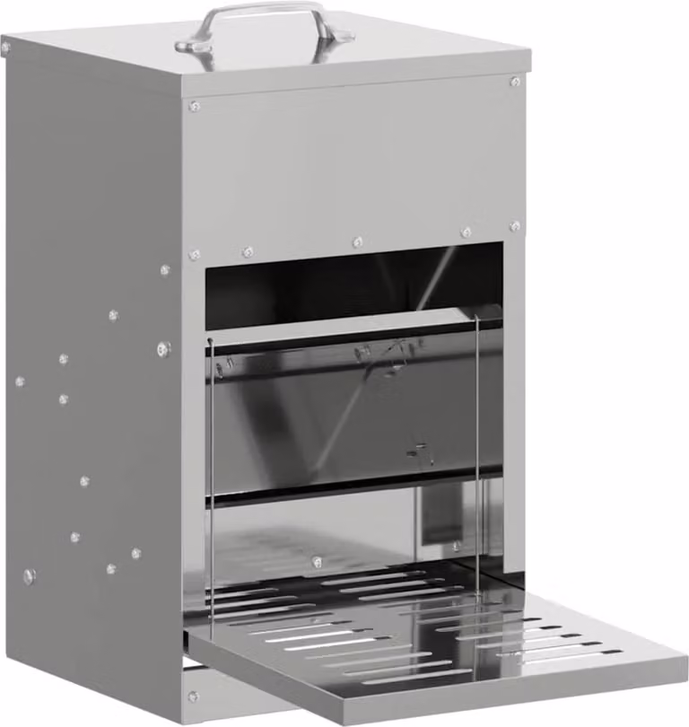Mangiatore a Pedale per Pollo Argento 25 x 42 x 40 cm