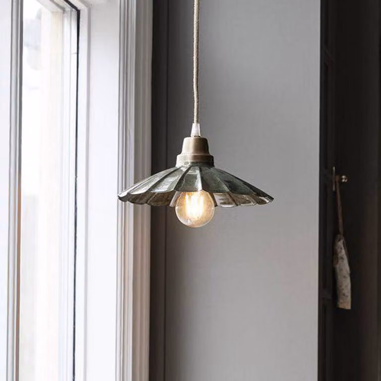 PR Home Lampada a sospensione Ester, verde, Ø 24 cm, ferro, con spina Ester, Verde, Soggiorno / Sala da pranzo, Metallo, Vintage