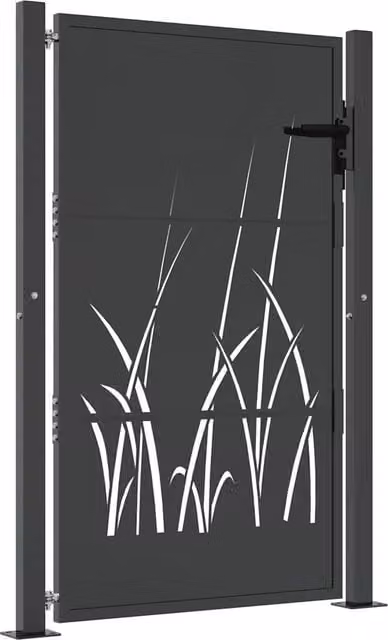 Cancello da giardino antracite 100x125 cm in acciaio design erba CFW7996422
