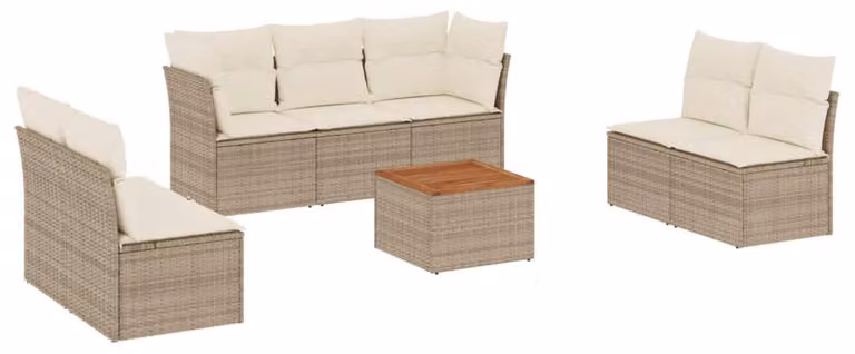 Set da salotto per esterni, 8 pezzi, color beige, in rattan sintetico, completo di cuscini, ideale per giardino e terrazza