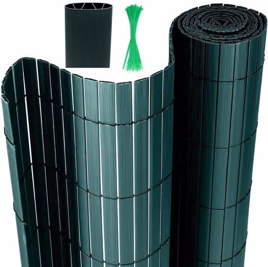 Pannello divisorio in PVC, 1,6 x 3 metri, forma a W, colore verde, ideale per recinzioni da giardino e balconi, resistente agli agenti atmosferici, al vento e ai raggi UV, adatto per giardino e terrazza