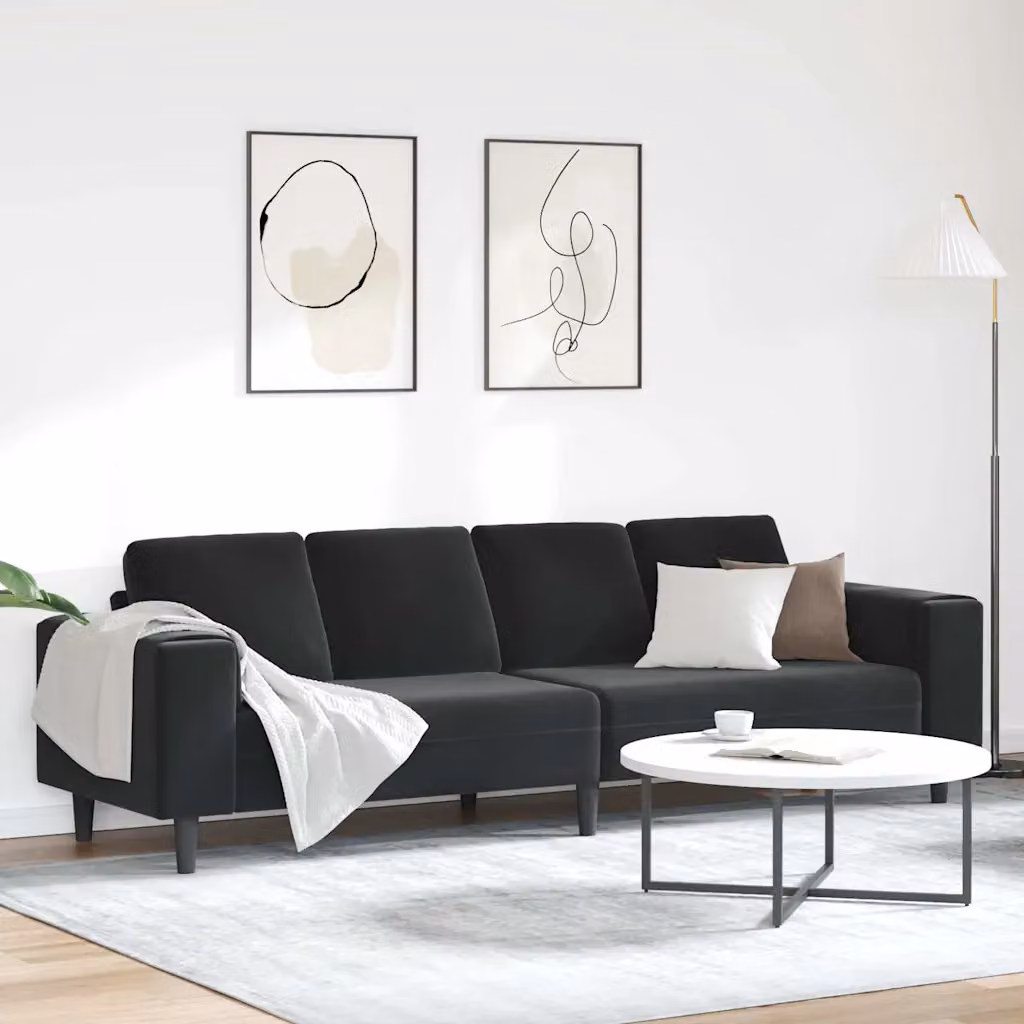 vidaXL Divano Moderno per Soggiorno in Tessuto Nero L: 250 cm, P: 77 cm, H: 76 cm