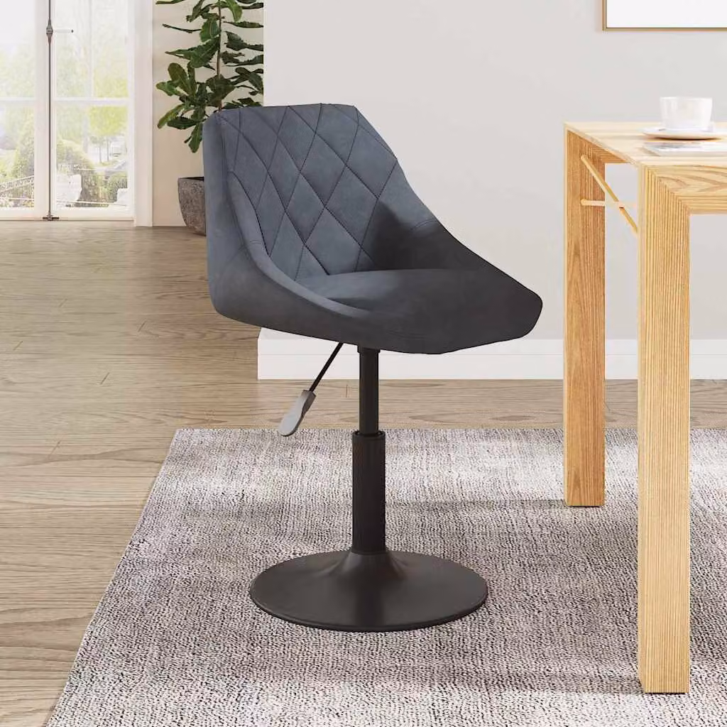 Sgabello da bar vidaXL in velluto grigio con base girevole 360 gradi e struttura in metallo