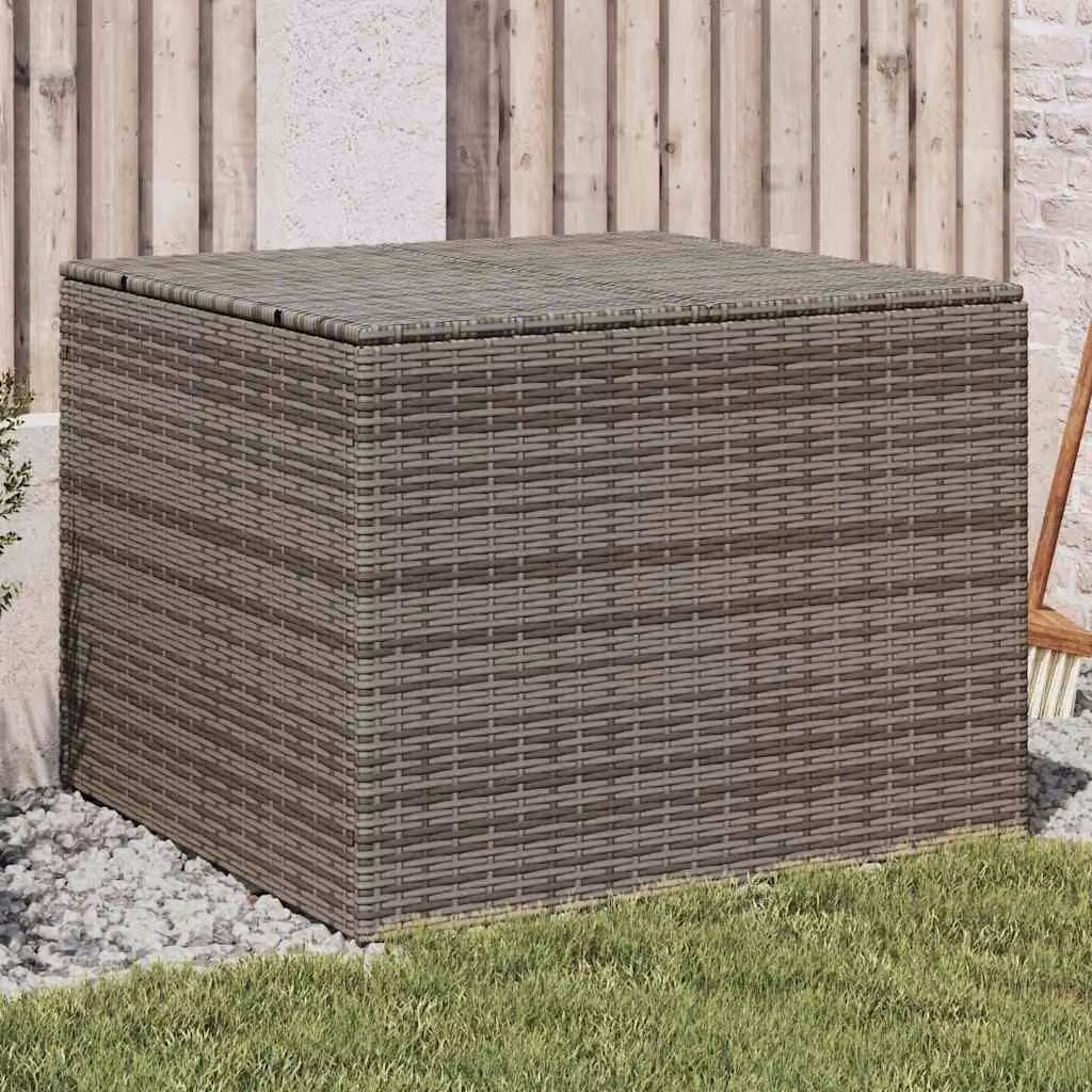 vidaXL Contenitore da Giardino in Polyrattan e Metallo Grigio con Coperchio Rimovibile