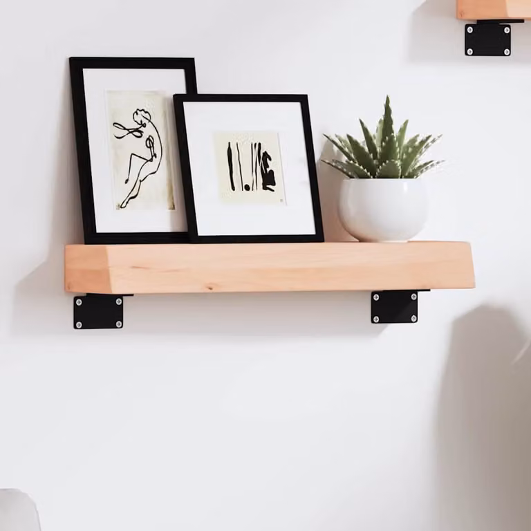 vidaXL Ripiano a Parete in Legno Massello di Rovere Non Trattato, Colore Marrone, L 40 cm x P 10 cm x H 6 cm