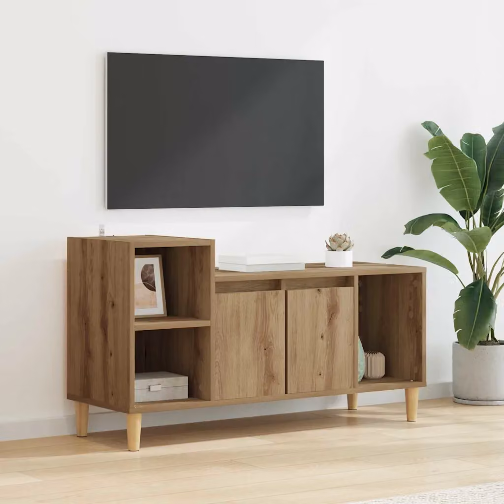 Mobile TV vidaXL in stile rustico color marrone con ruote L/P/H: 100 x 35 x 55 cm