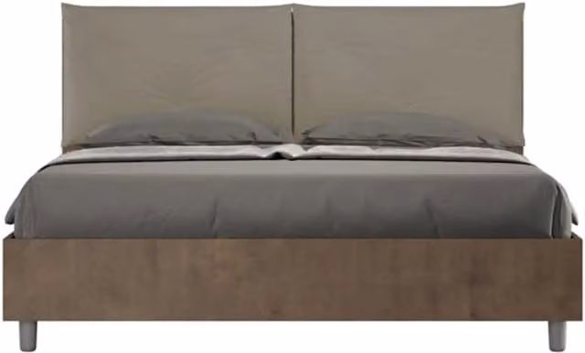 Letto matrimoniale contenitore 160x200 Noce cuscini similpelle cappuccino Egos Appia