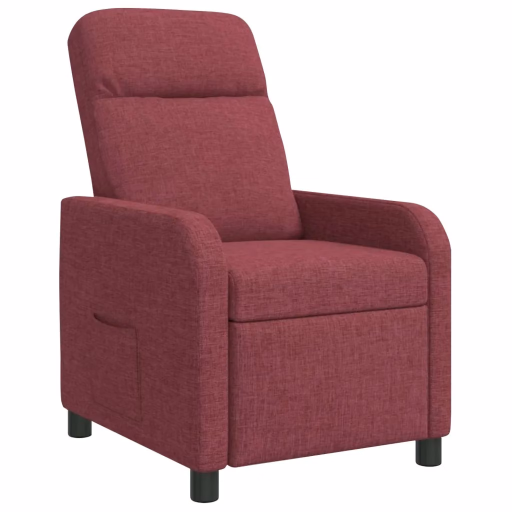 Poltrona reclinabile relax in tessuto rosso con braccioli e struttura moderna per soggiorno o ufficio – 2