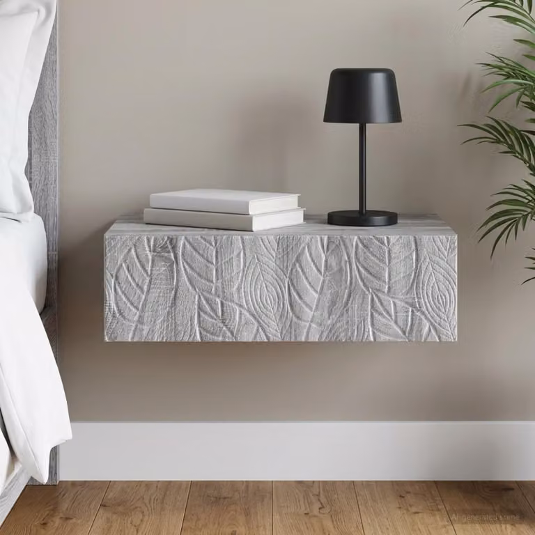 vidaXL Tavolino da parete laterale moderno in MDF grigio L: 59 cm, P: 34,5 cm, H: 17 cm