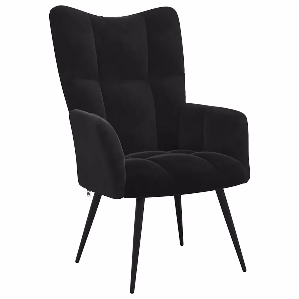 Poltrona Relax Recliner MERCATOXL in Velluto Nero con Braccioli e Struttura in Metallo – 2