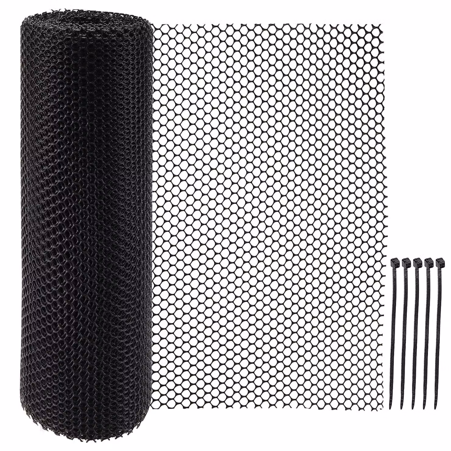 Rete da recinzione in plastica - Nera - 40 cm x 10 m - Maglia esagonale - Per giardino e artigianato - Antistrappo