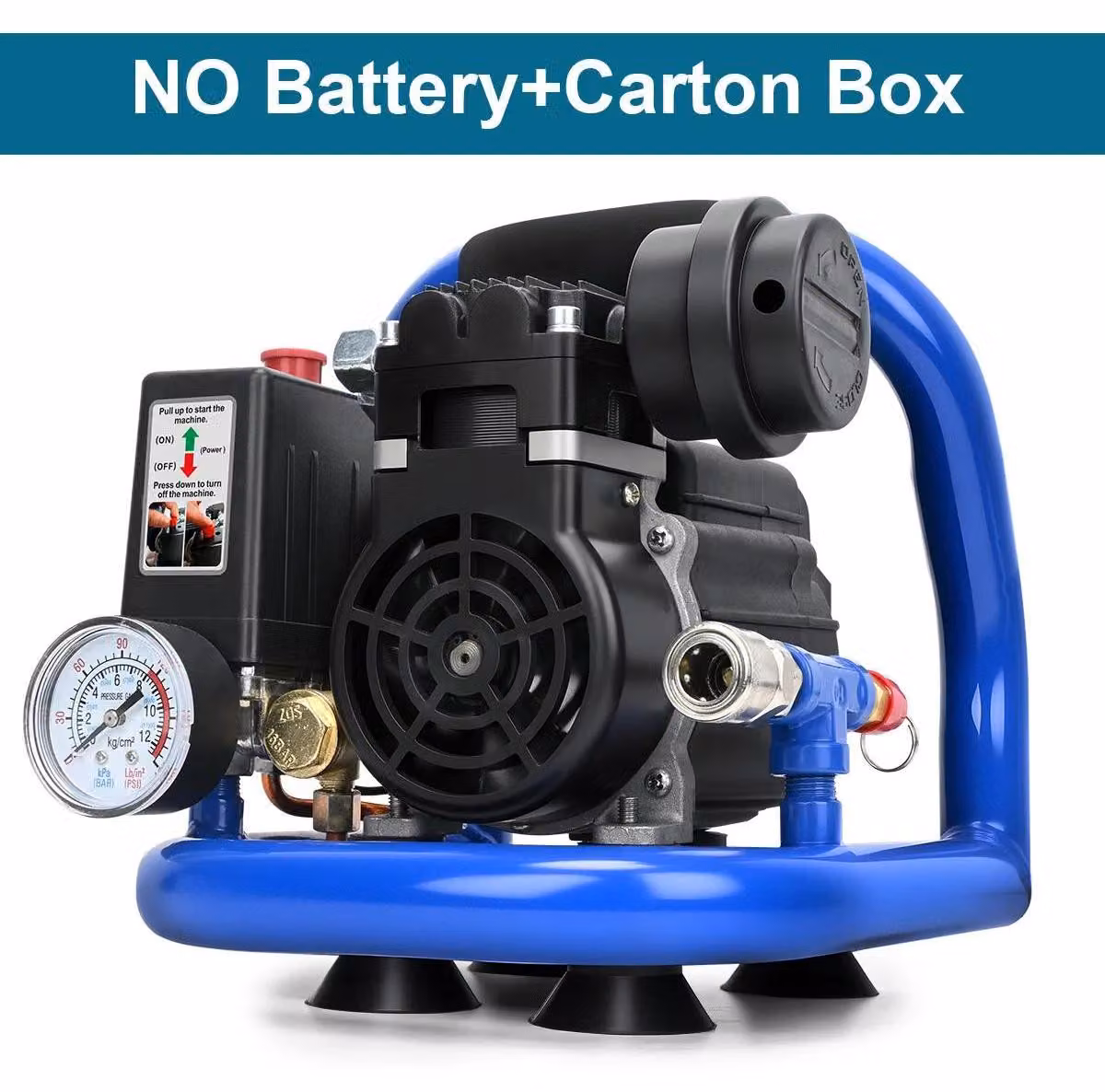 Compressore d'aria elettrico - Compressore portatile da 1,5 litri - 8 bar / 120 psi - Senza olio - Dispositivo manuale per batterie da 18V - Senza batteria e senza spina