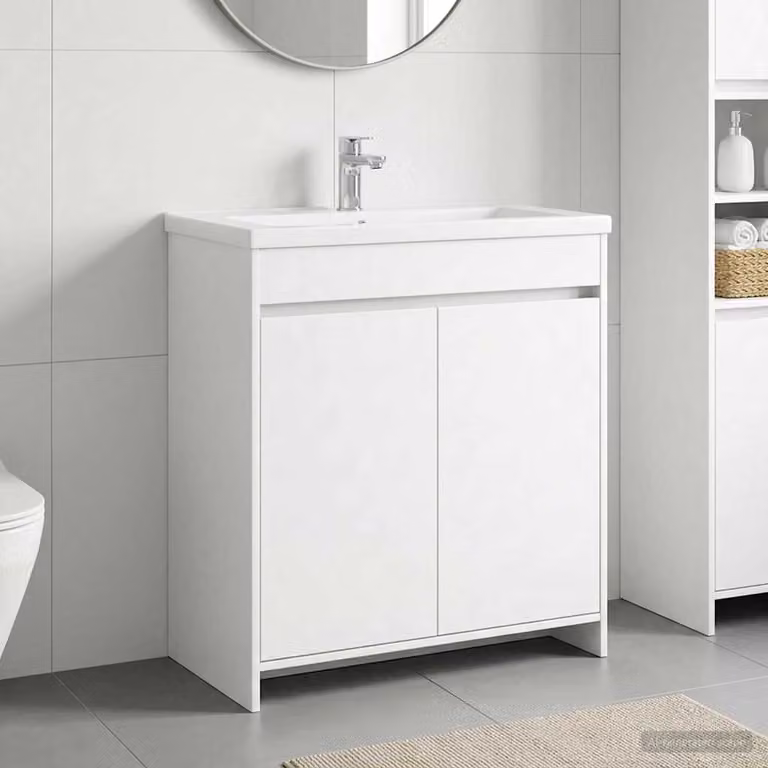 vidaXL Mobiletto da Bagno Sotto Lavabo Moderno Bianco L: 78,5 cm, P: 37,5 cm, H: 81 cm