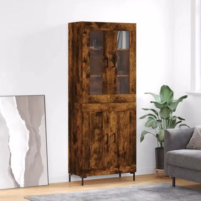 Credenza moderna vidaXL in legno di rovere color marrone L: 69,5 cm, P: 34 cm, H: 180 cm