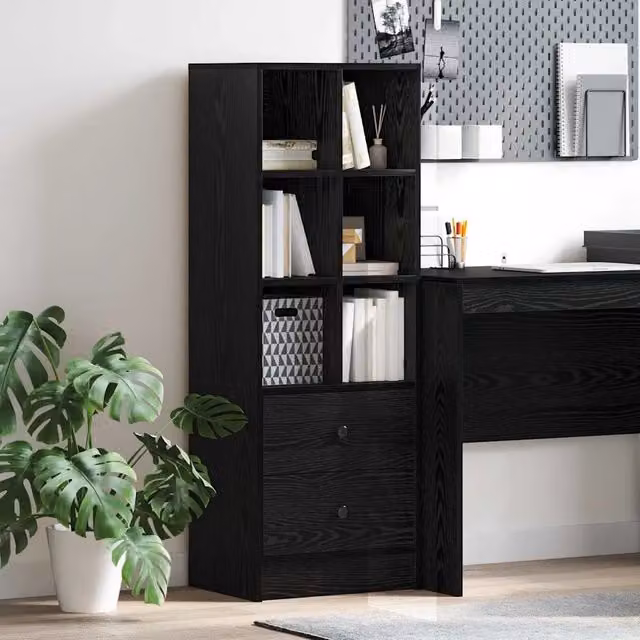 Credenza Buffet con Cassetto vidaXL in Rovere e Nero per Cucina e Soggiorno L/P/H: 45,5 x 34 x 127 cm