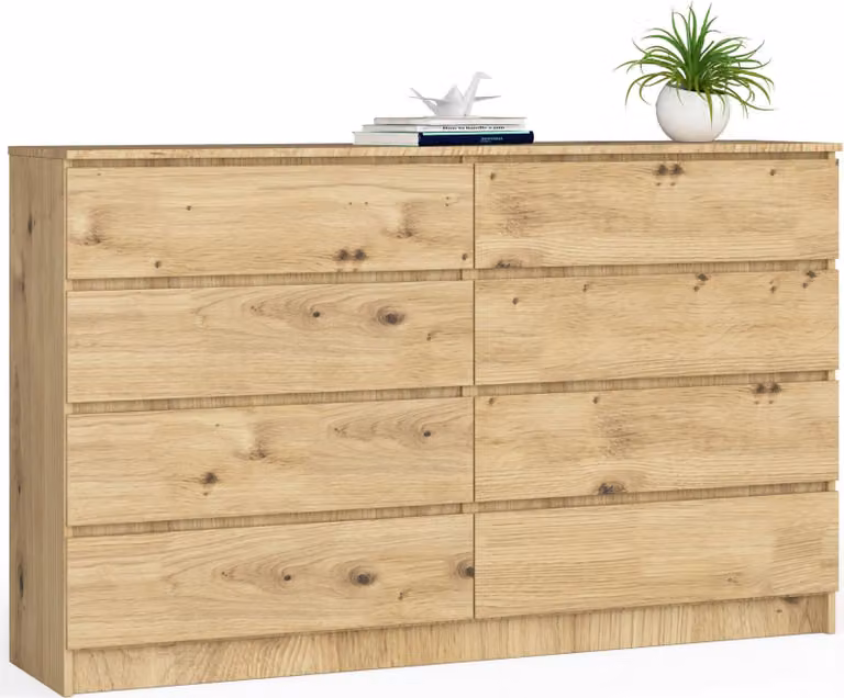 Akord Cassettiera 8 Cassetti In Rovere Realizzata A Mano 160X40X99 Cm