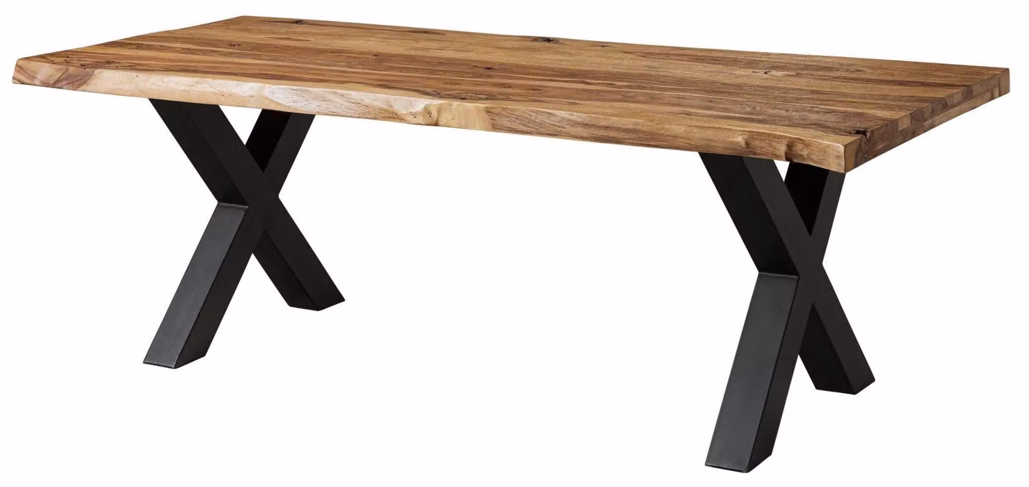 MASSIVMOEBEL24 | FREEFORM 5 tavolo da pranzo in legno di sheesham - sabbiato natur / gambe in ferro X antracite matt 240x100