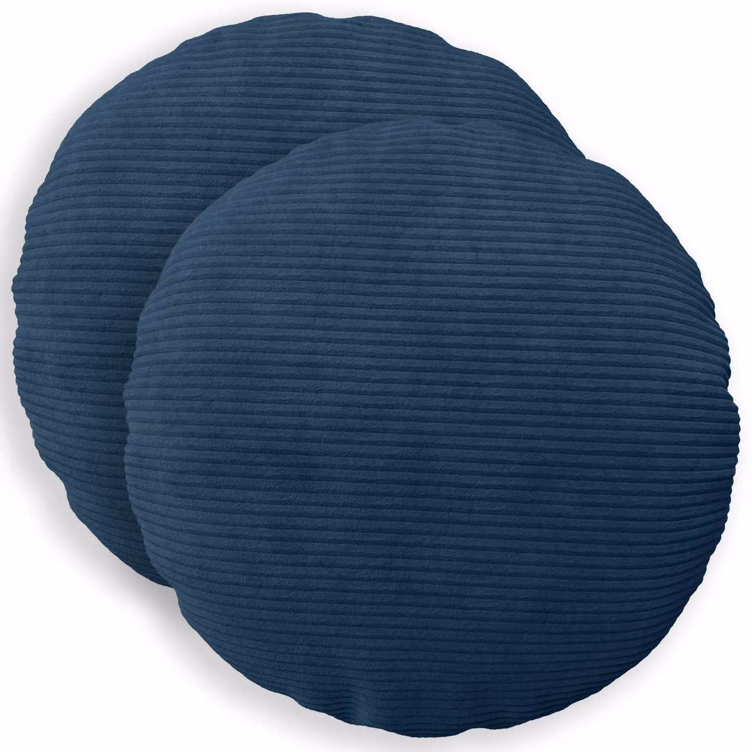 Set di 2 federe rotonde vidaXL HEERLEN in velluto a coste blu navy, Ø 40 cm