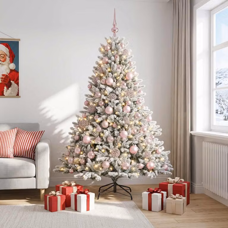 Albero di Natale artificiale con decorazioni a forma di sfera, altezza 240 cm, 300 luci LED