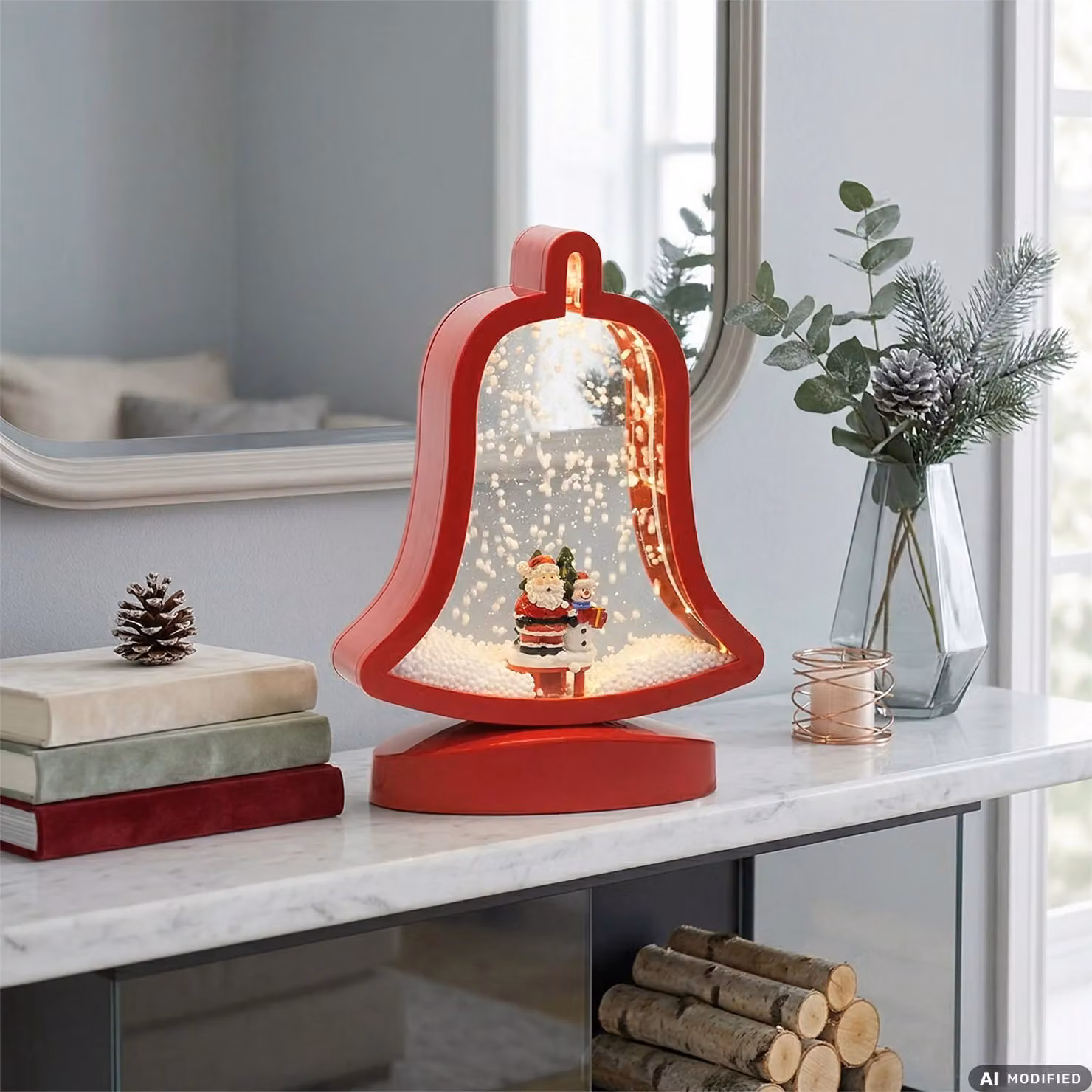 Decorazione Natalizia LED con Effetto Neve e Musica Vestiamo Casa, Altezza: 27 cm – 2