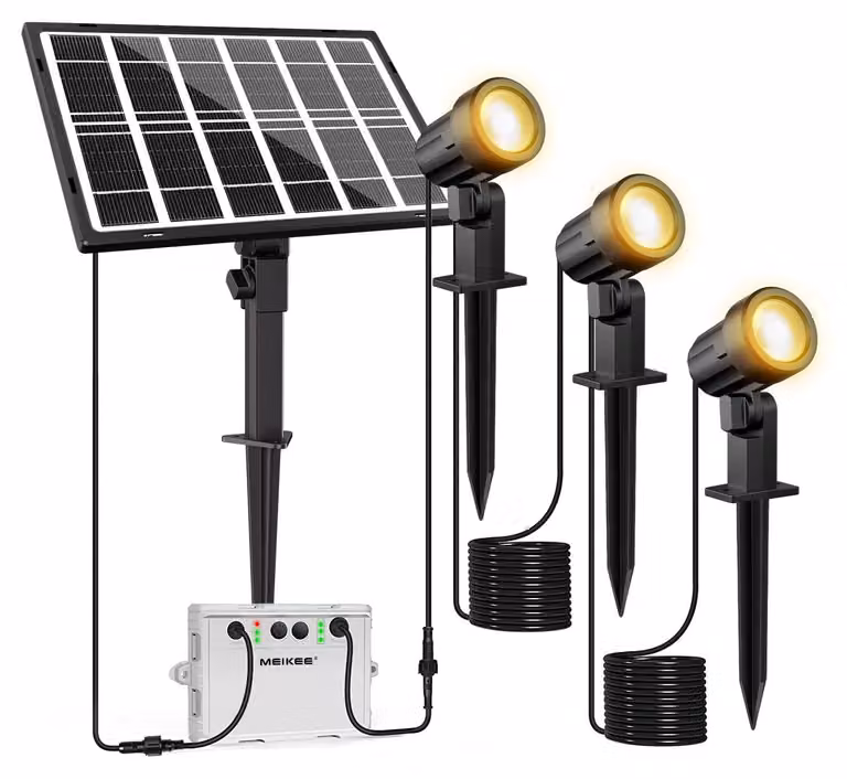Lampada solare da giardino - Bianco caldo 2700K - IP66 - 3 pezzi - Nero