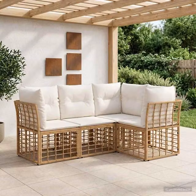 Set di divani da esterno Naturale Poliestere 3437464