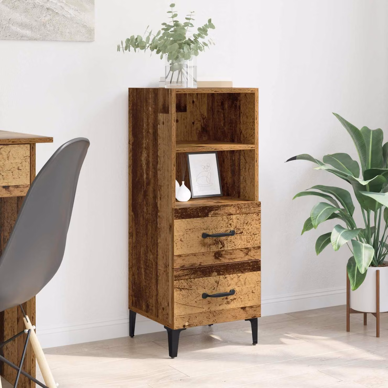 Credenza moderna vidaXL in legno ingegnerizzato color marrone, L/P/H: 34 x 34.5 x 90 cm