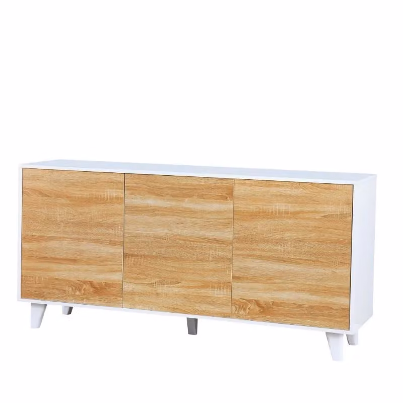 Madia Moran Effezeta Italia con 3 ante colore rovere e struttura bianca effetto lucido L: 154 cm, H: 75 cm, P: 40 cm – 2