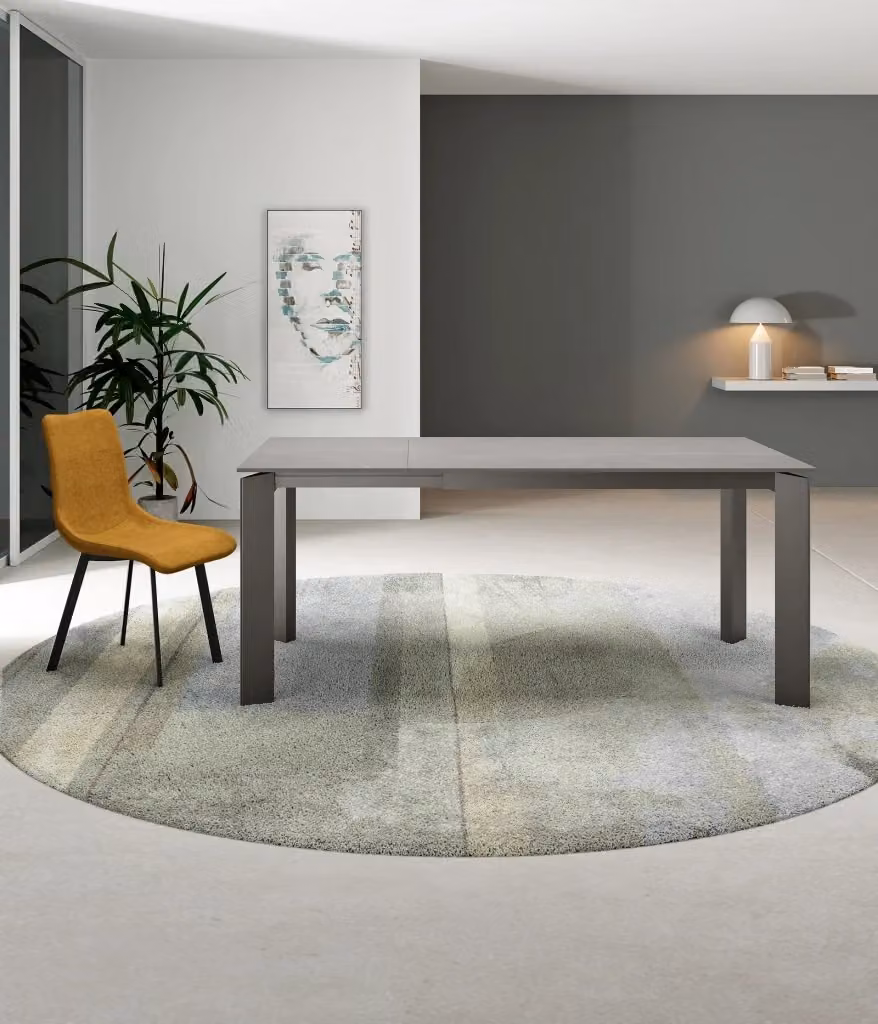 Tavolo da pranzo allungabile GIORDANOSHOP con top in ceramica opaca effetto marmo grigio antracite – 2