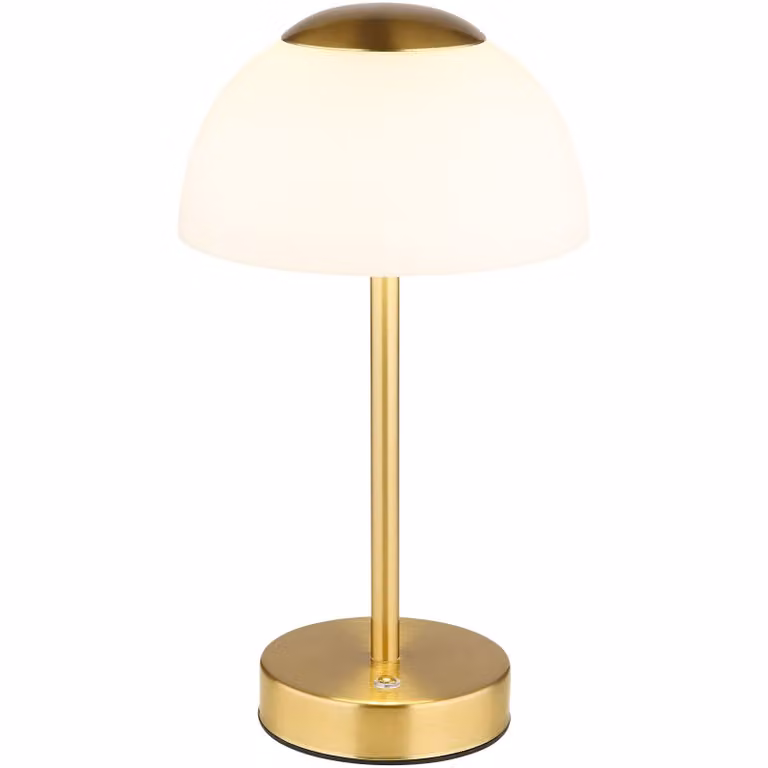 Lampada da tavolo a LED - H 31 cm - colore ottone - bianco - vetro - metallo - dimmerabile