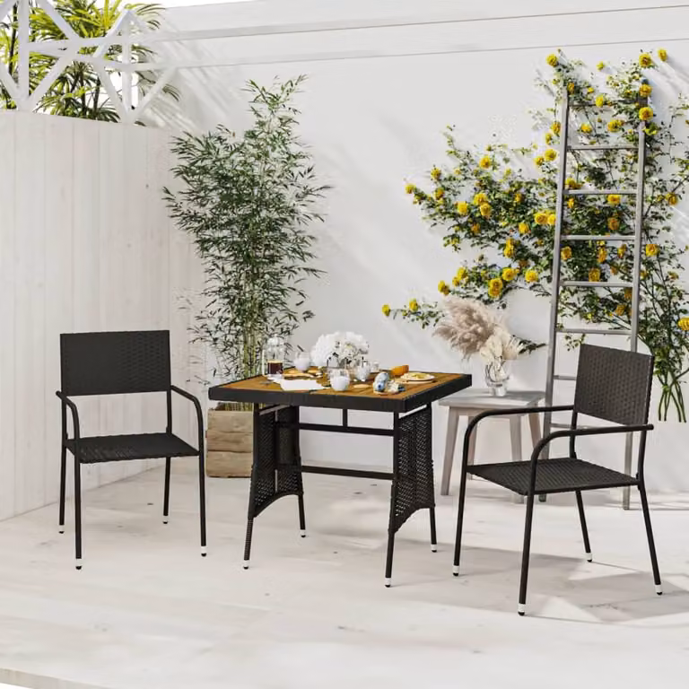 Maison Exclusive - Set da pranzo da giardino a 3 pezzi in rattan sintetico nero