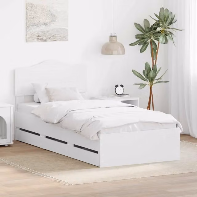 Struttura letto con cassetti vidaXL in legno ingegnerizzato bianco L 100 x P 200 cm
