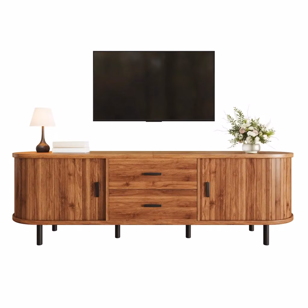 Mobile TV Minimal MY Rovere Marrone con 2 Cassetti e Ante Scorrevoli L: 120 cm, P: 40 cm, H: 55 cm – 2