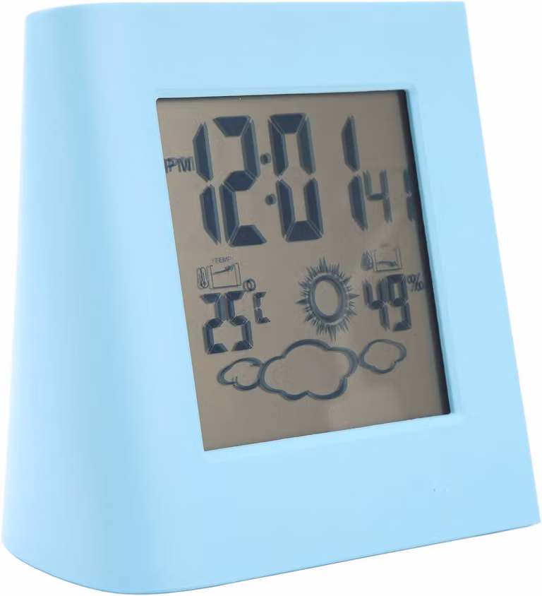 Sveglia solare con sensore di temperatura e umidità, display LCD, adatta per l'ufficio e la casa