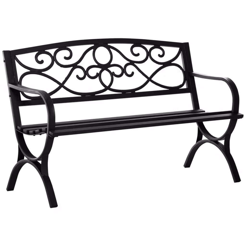 Panchina da giardino Xylo a 2 posti con schienale reclinabile in acciaio nero L: 128 cm, P: 58,5 cm, H: 85 cm – 2