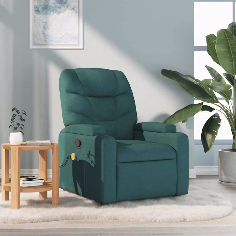 vidaXL Poltrona Reclinabile Relax in Tessuto Verde con Braccioli e Struttura in Metallo e MDF