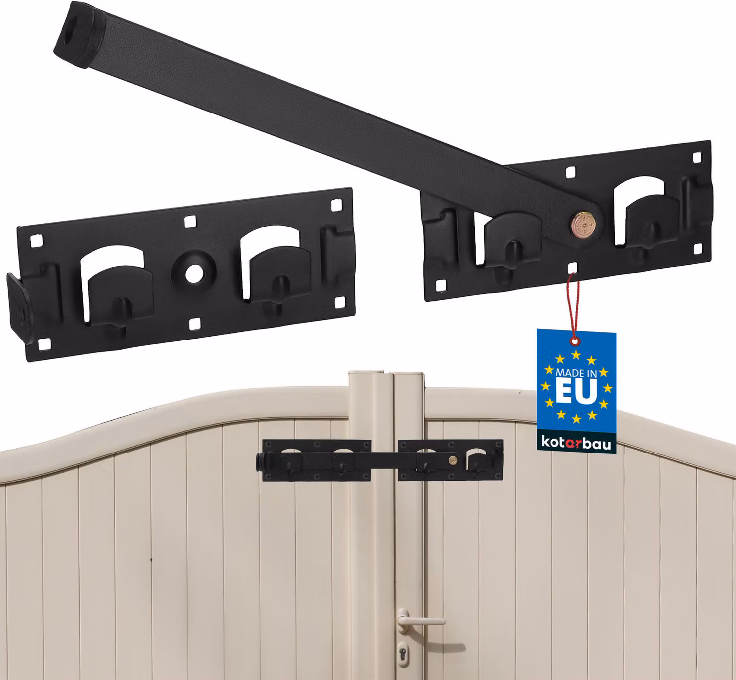 KOTARBAU® Chiavistello per Porta in Legno Acciaio Verniciato a Polvere 43 cm Nero Doppio Catenaccio Porta senza Lucchetto Catenaccio per Cancello