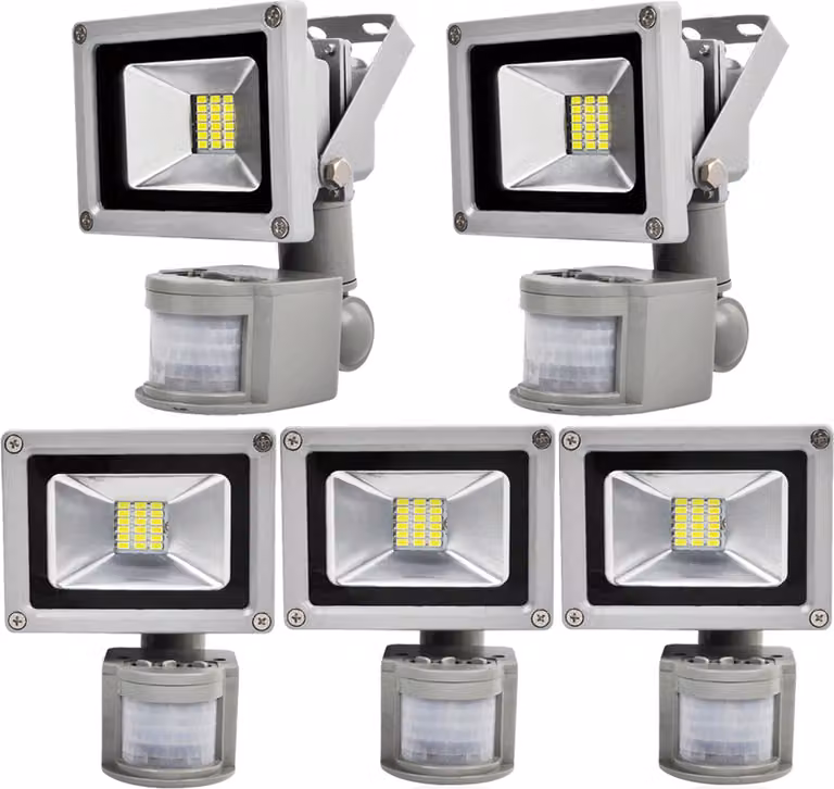 Greenmigo 5x 20W SMD, proiettore con sensore di movimento, luce bianca fredda, IP65, impermeabile, lampada LED, applique, illuminazione diffusa, illuminazione da esterno, lampada da giardino a LED, faretto da esterno