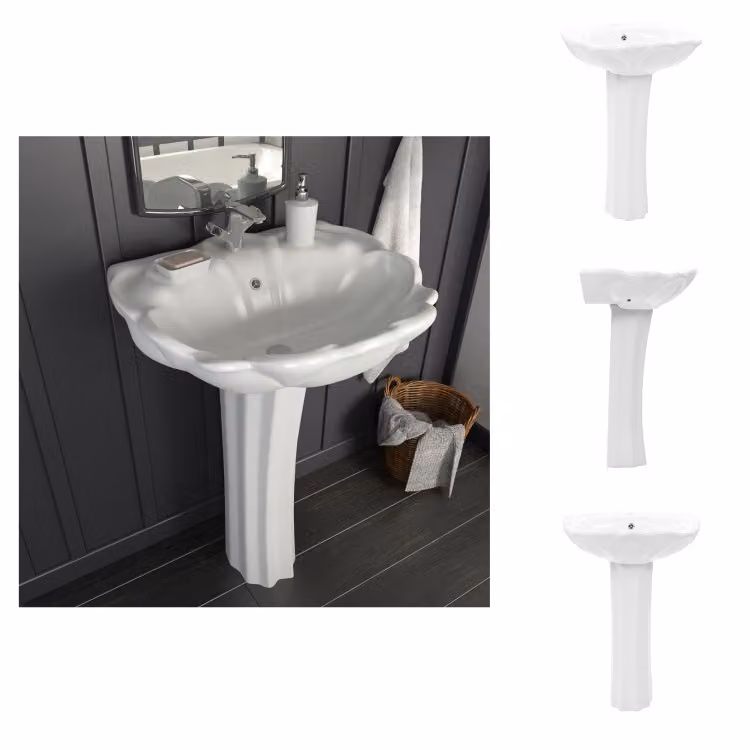 vidaXL Lavabo freestanding con colonna in Vetroceramica bianca 580x510x200 mm - Lavabo da bagno