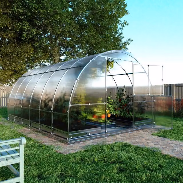 Serra da giardino KLASIKA TUBE con rivestimento in policarbonato trasparente e struttura in acciaio zincato, L/P: 400 x 300 cm – 1